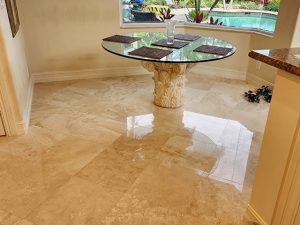 Polished travertine floor