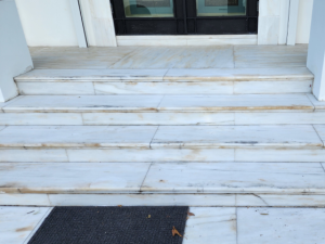 exterior marble stairs before restoration